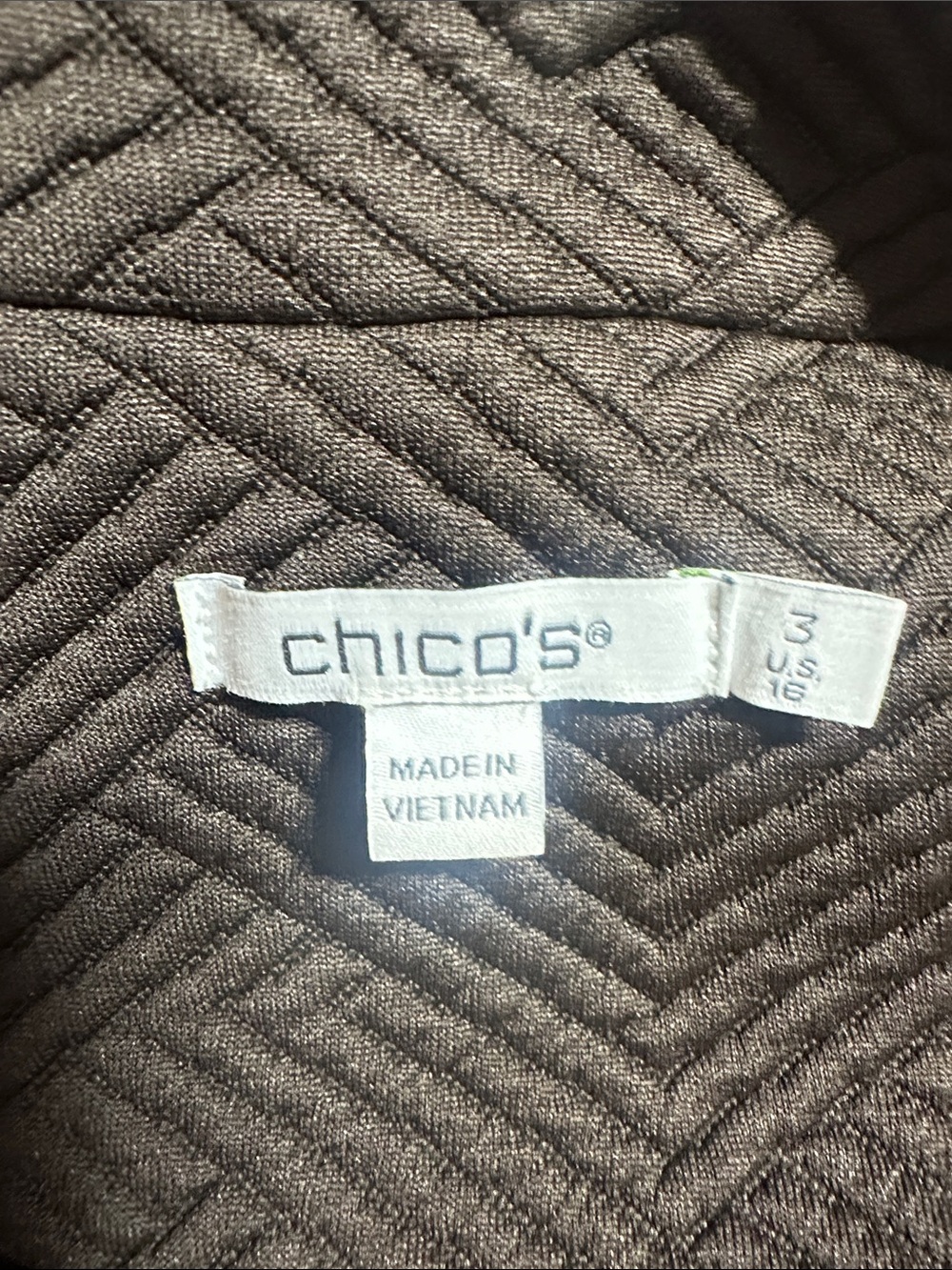 Chico's open-front textured topper jacket, Lined Chocolate Brown Size 3 or US 16 - Picture 6 of 7